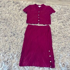 Maroon 2 Piece Skirt set
